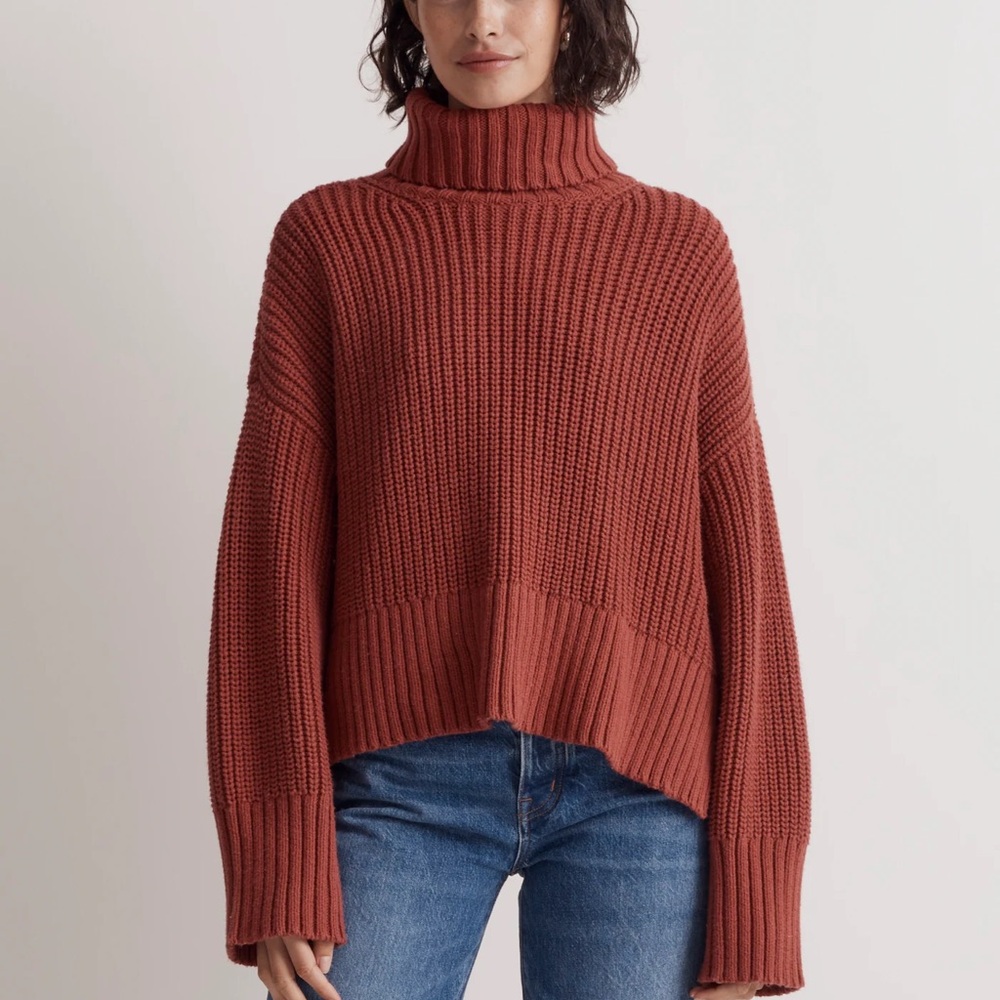 Wide Rib Turtleneck Sweater Antique Rose